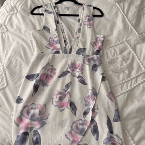 Tobi Mini Sleeveless Floral Dress - White, Pink, Purple